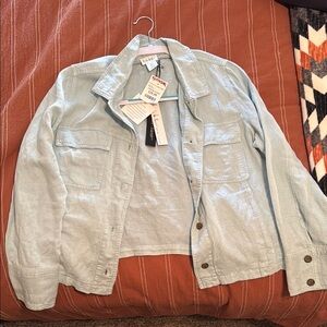 J. Jill Light Blue Linen Jacket